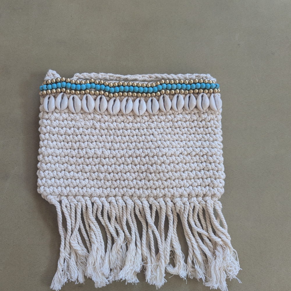 NEW Boho Fringe Crochet Clutch